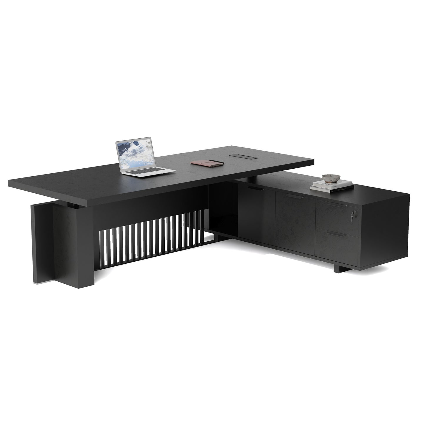 DAXTON Executive Desk with Right Return with Lift 200cm - Black