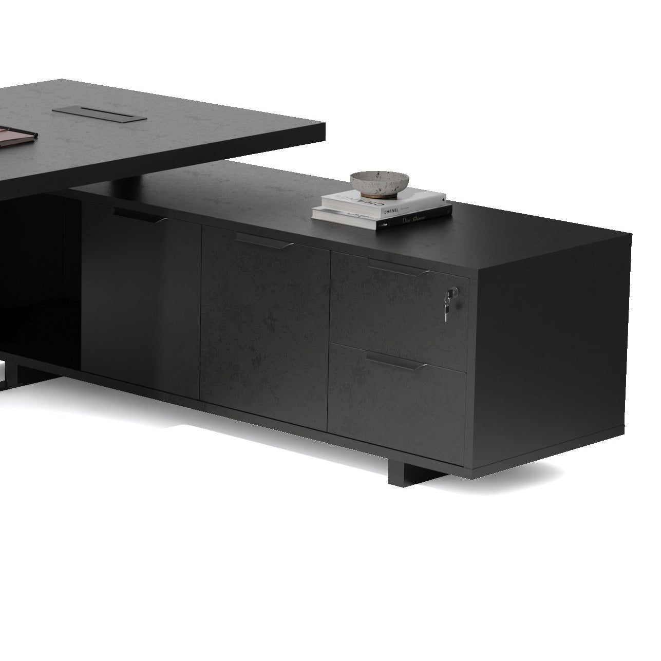 DAXTON Executive Desk with Right Return with Lift 200cm - Black