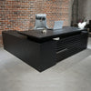 PHOENIX Black Executive Desk with Right Return 2.2M - Black Concrete