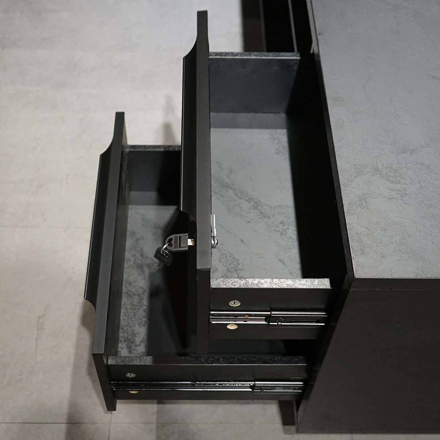 DAXTON Black Executive Desk with Left Return 200cm - Black Concrete