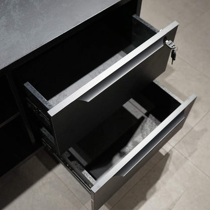 DAXTON Black Executive Desk with Right Return 2.4M - Black Concrete