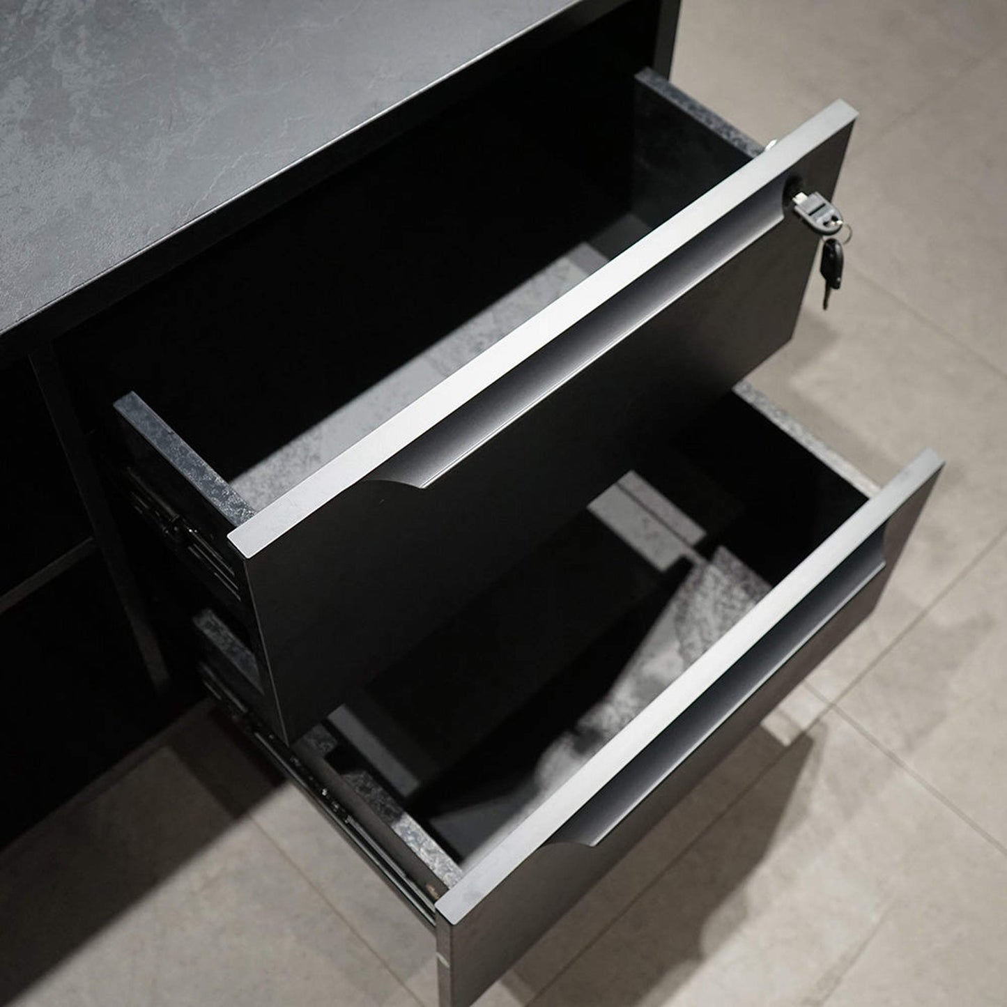 DAXTON Black Executive Desk with Left Return 2.4M - Black Concrete