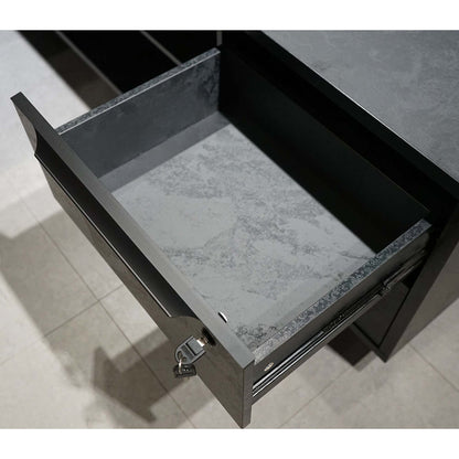 DAXTON Black Executive Desk with Left Return 2.4M - Black Concrete