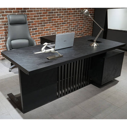 DAXTON Black Executive Desk with Left Return 2.4M - Black Concrete