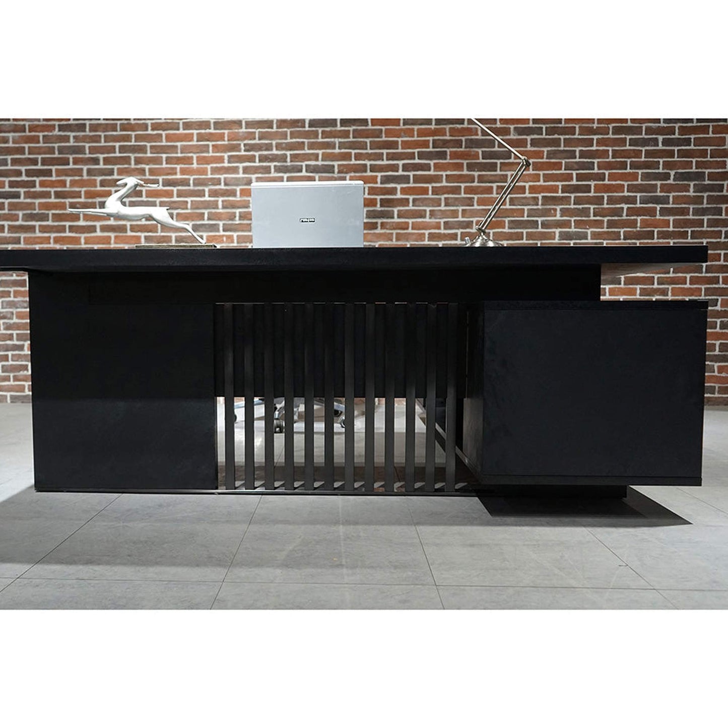 DAXTON Black Executive Desk with Left Return 2.4M - Black Concrete