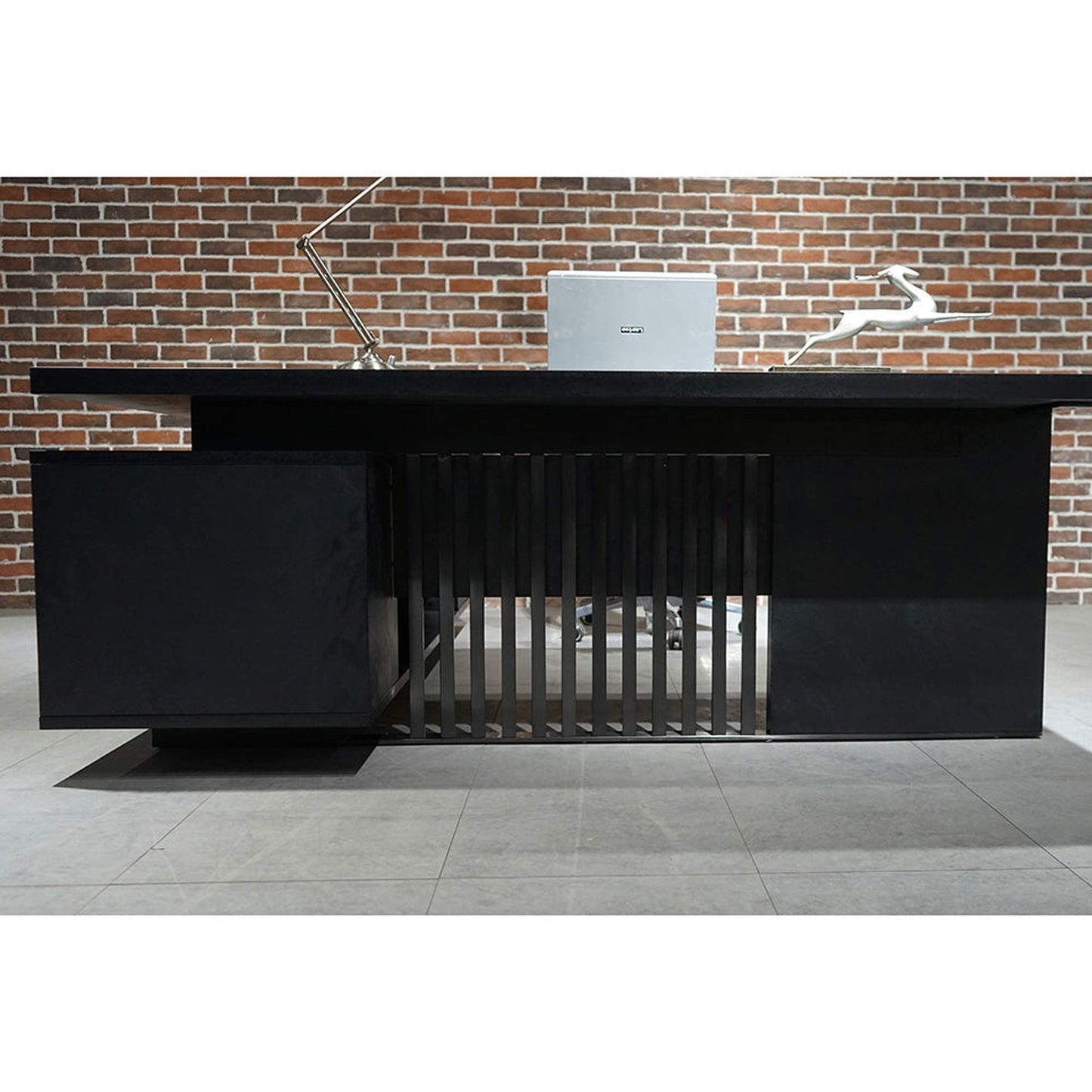 DAXTON Black Executive Desk with Right Return 2.4M - Black Concrete