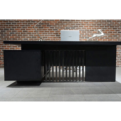DAXTON Black Executive Desk with Right Return 2.4M - Black Concrete
