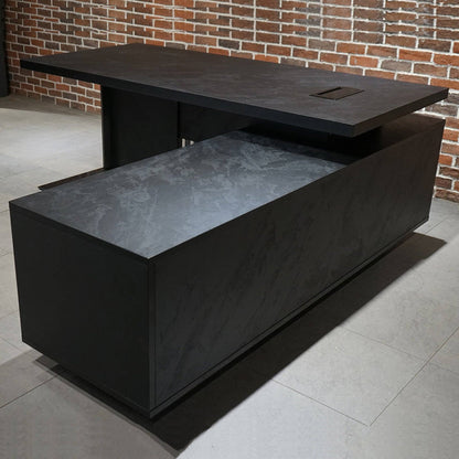 DAXTON Black Executive Desk with Right Return 200cm - Black Concrete