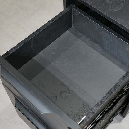 AFTAN Black Executive Desk with Pedestal & Right Mobile Return 180cm - Black Concrete