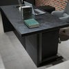 AFTAN Black Executive Desk with Pedestal & Right Mobile Return 180cm - Black Concrete