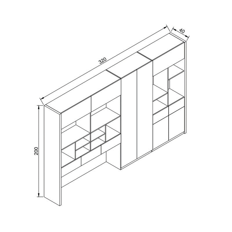 EASTON Display Unit 3.2M - Warm Oak & Black
