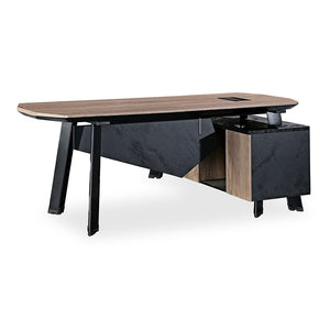 ARTO Executive Office Desk with Reversible Return 1.8M - 2.0M - Warm Oak & Black