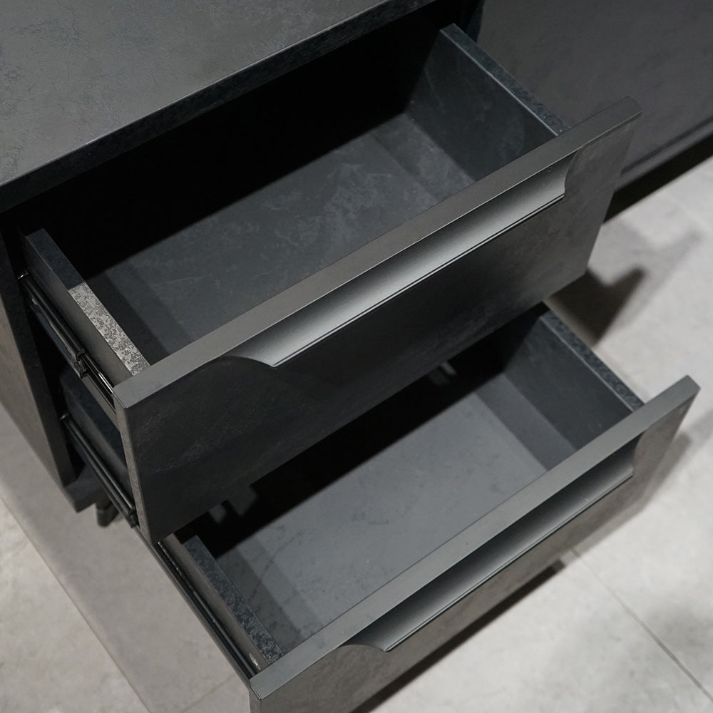 ARTO Black Executive Office Desk with Reversible Return 180-200cm - Black Concrete