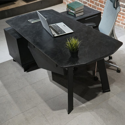ARTO Black Executive Office Desk with Reversible Return 180-200cm - Black Concrete