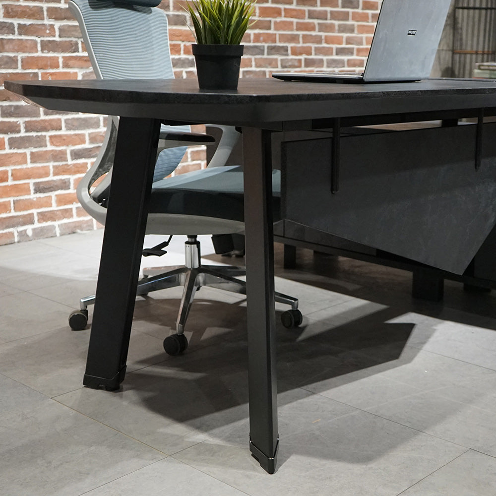 ARTO Black Executive Office Desk with Reversible Return 180-200cm - Black Concrete