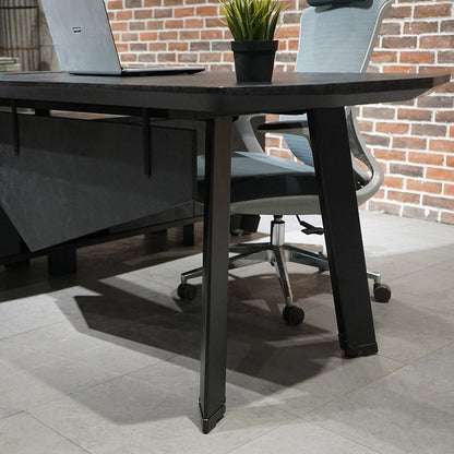 ARTO Black Executive Office Desk with Reversible Return 180-200cm - Black Concrete