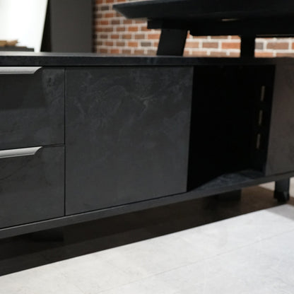 ARTO Black Executive Office Desk with Reversible Return 180-200cm - Black Concrete