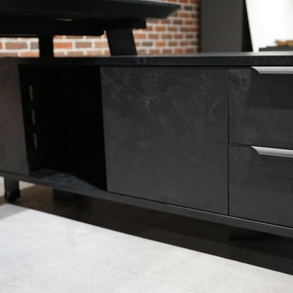 ARTO Black Executive Office Desk with Reversible Return 180-200cm - Black Concrete