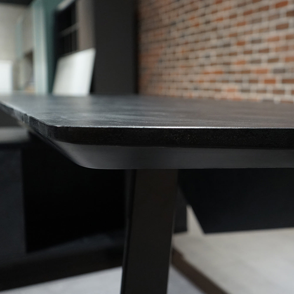 ARTO Black Executive Office Desk with Reversible Return 180-200cm - Black Concrete