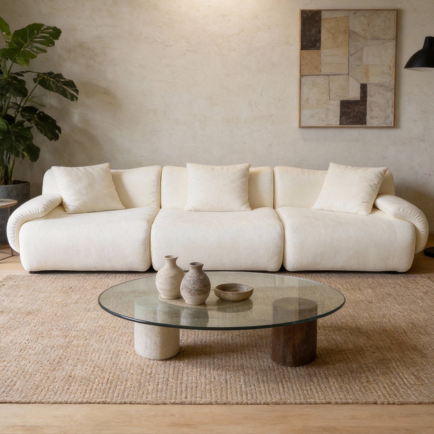 ZAHRA Three Seater Compressed Sofa – White