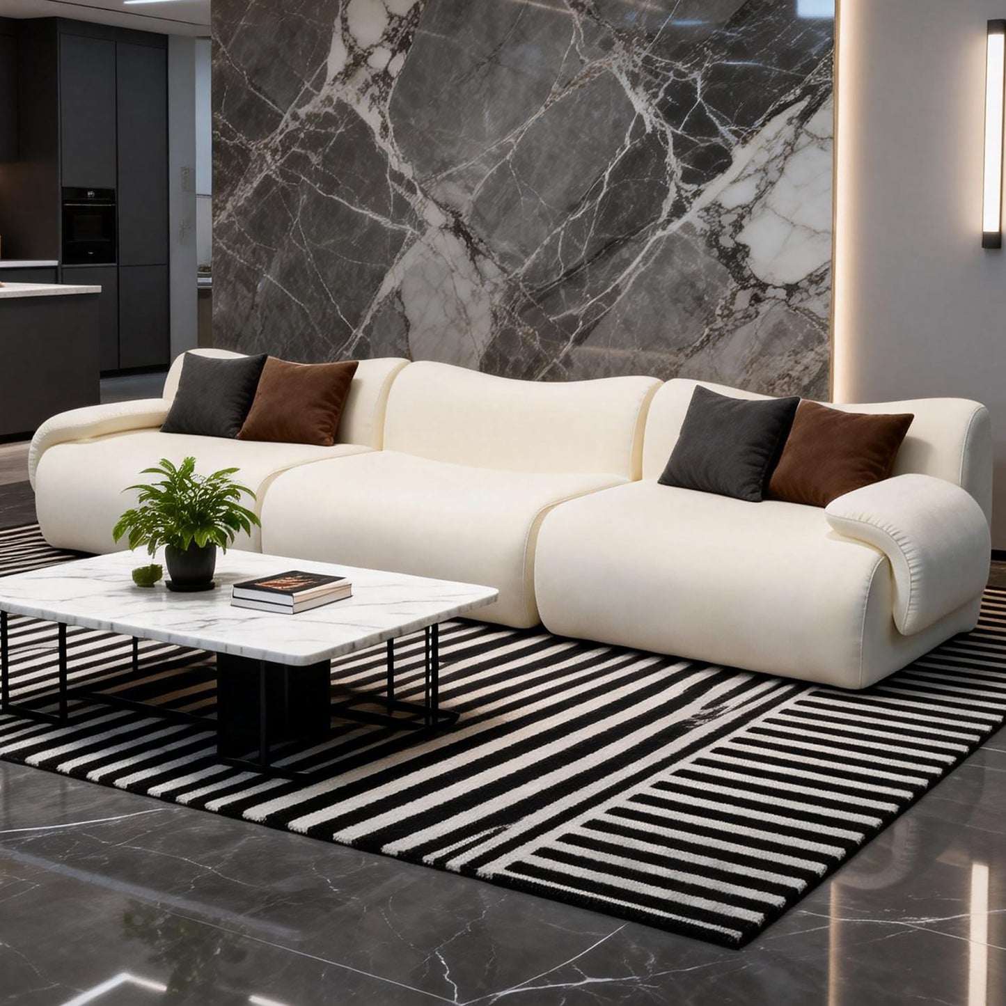 ZAHRA Three Seater Compressed Sofa – White