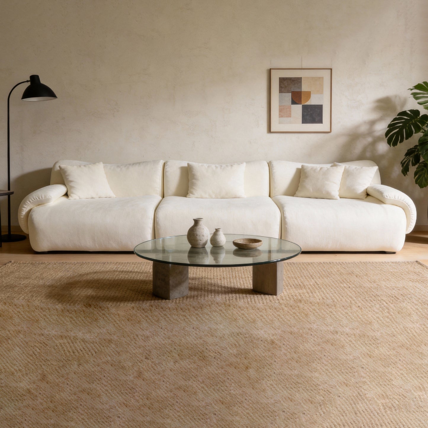 ZAHRA Three Seater Compressed Sofa – White