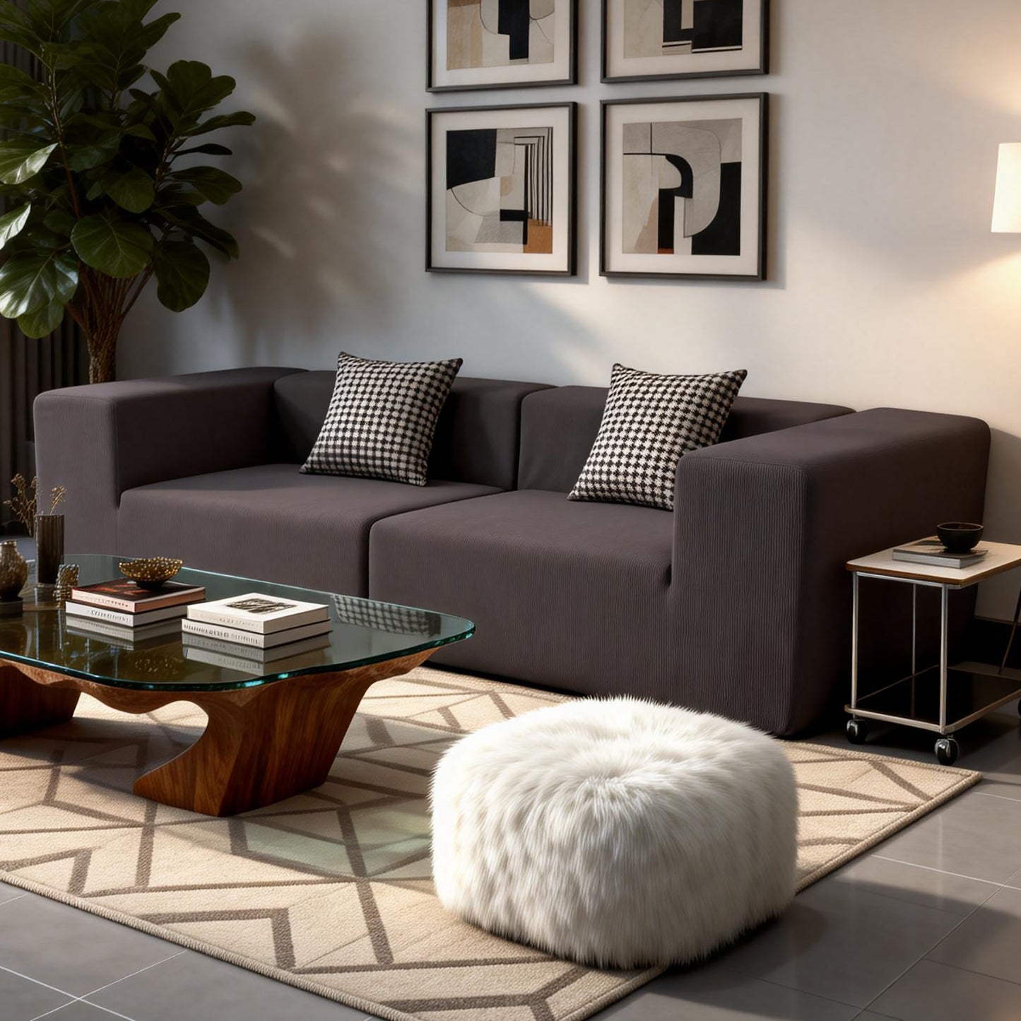 ZAHRA Two Seater Compressed Sofa – Taupe