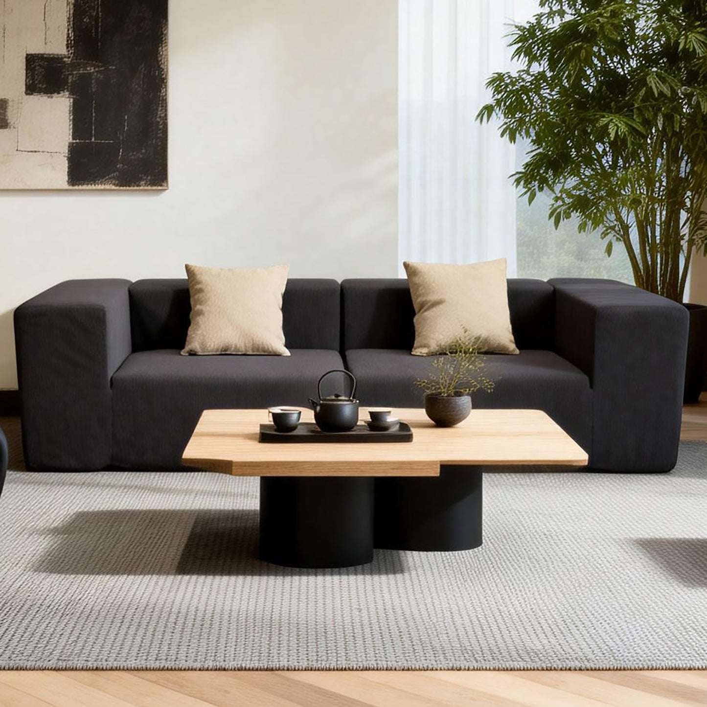 ZAHRA Two Seater Compressed Sofa – Taupe