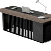 MADEIRA Executive Desk 220cm Left Return - Hazelnut & Black Concrete