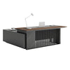 MADEIRA Executive Desk 220cm Right Return - Hazelnut & Grey