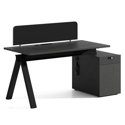 DOLAN Reversible Single Seater Workstation 1.4 - 1.6m - Black Concrete