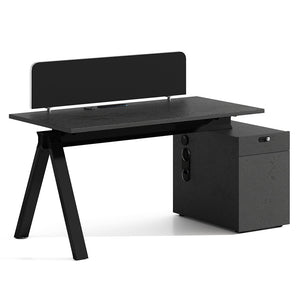 DOLAN Reversible Single Seater Workstation 1.4 - 1.6m - Black Concrete