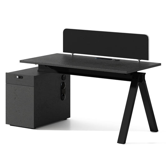 DOLAN Reversible Single Seater Workstation 1.4 - 1.6m - Black Concrete