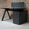DOLAN Reversible Single Seater Workstation 1.4 - 1.6m - Black Concrete
