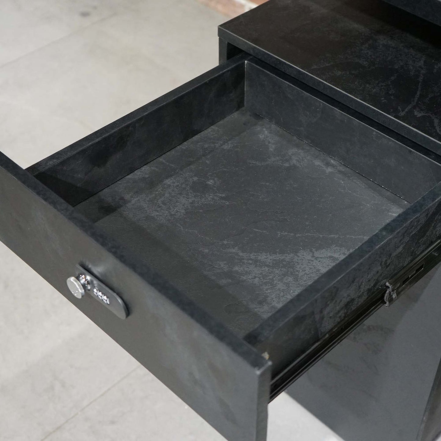 DOLAN Reversible Single Seater Workstation 1.4 - 1.6m - Black Concrete