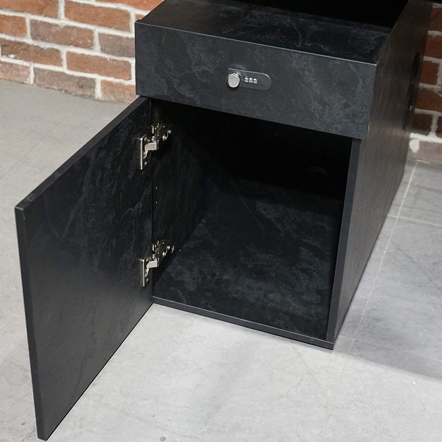 DOLAN Reversible Single Seater Workstation 1.4 - 1.6m - Black Concrete