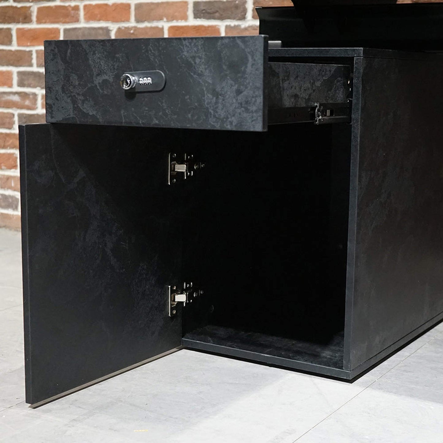 DOLAN Reversible Single Seater Workstation 1.4 - 1.6m - Black Concrete