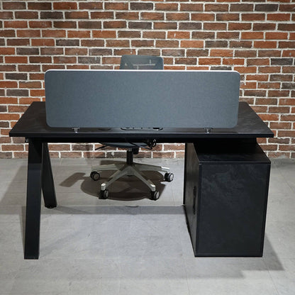 DOLAN Reversible Single Seater Workstation 1.4 - 1.6m - Black Concrete