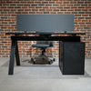 DOLAN Reversible Single Seater Workstation 1.4 - 1.6m - Black Concrete