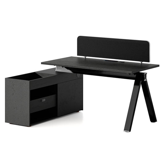 DOLAN Executive Desk Workstation 1.4m - 1.6m - Left Return - Black Concrete