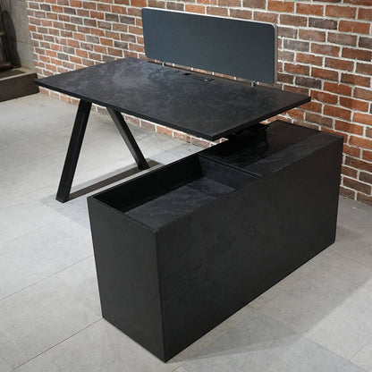DOLAN Executive Desk Workstation 1.4 - 1.6m - Right Return - Black Concrete