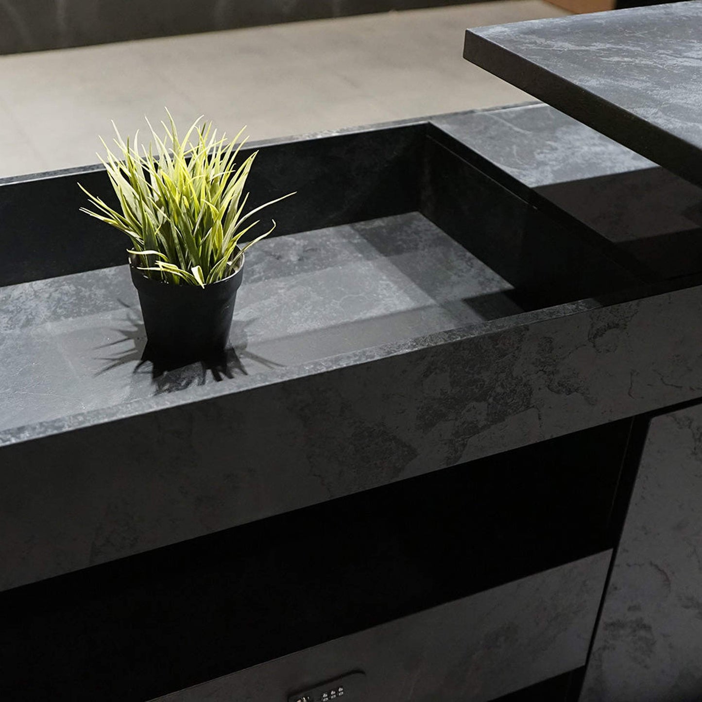 DOLAN Executive Desk Workstation 1.4m - 1.6m - Left Return - Black Concrete