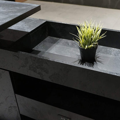 DOLAN Executive Desk Workstation 1.4 - 1.6m - Right Return - Black Concrete
