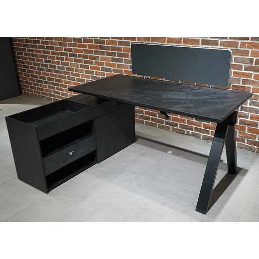 DOLAN Executive Desk Workstation 1.4m - 1.6m - Left Return - Black Concrete