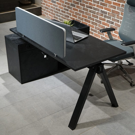 DOLAN Executive Desk Workstation 1.4 - 1.6m - Right Return - Black Concrete