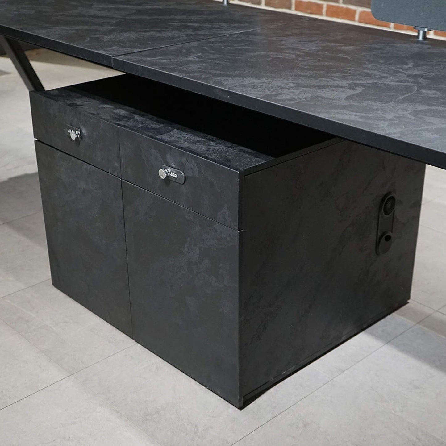 DOLAN 2 Seater Workstation 2.8m - Black Concrete
