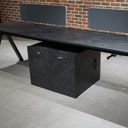 DOLAN 2 Seater Workstation 2.8m - Black Concrete