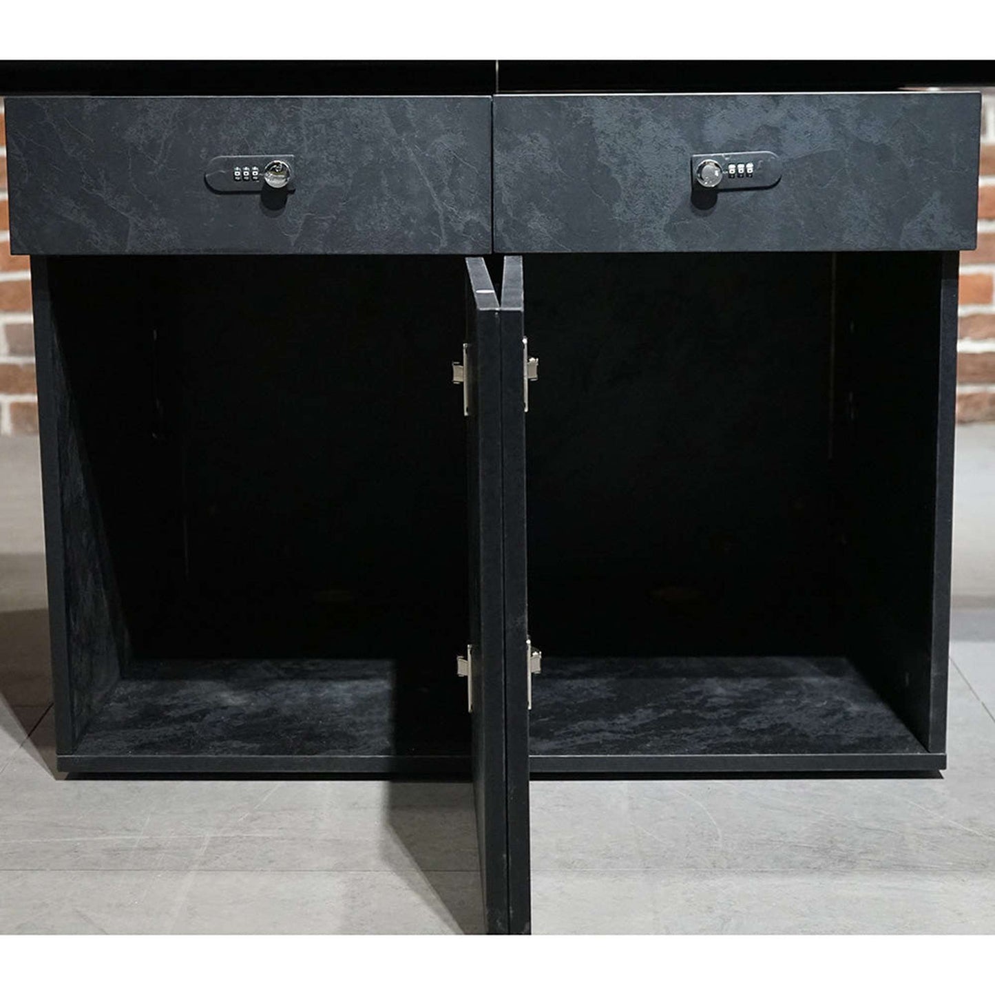DOLAN 2 Seater Workstation 2.8m - Black Concrete
