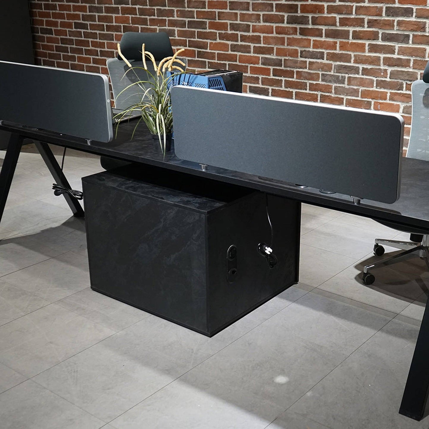 DOLAN 2 Seater Workstation 2.8m - Black Concrete