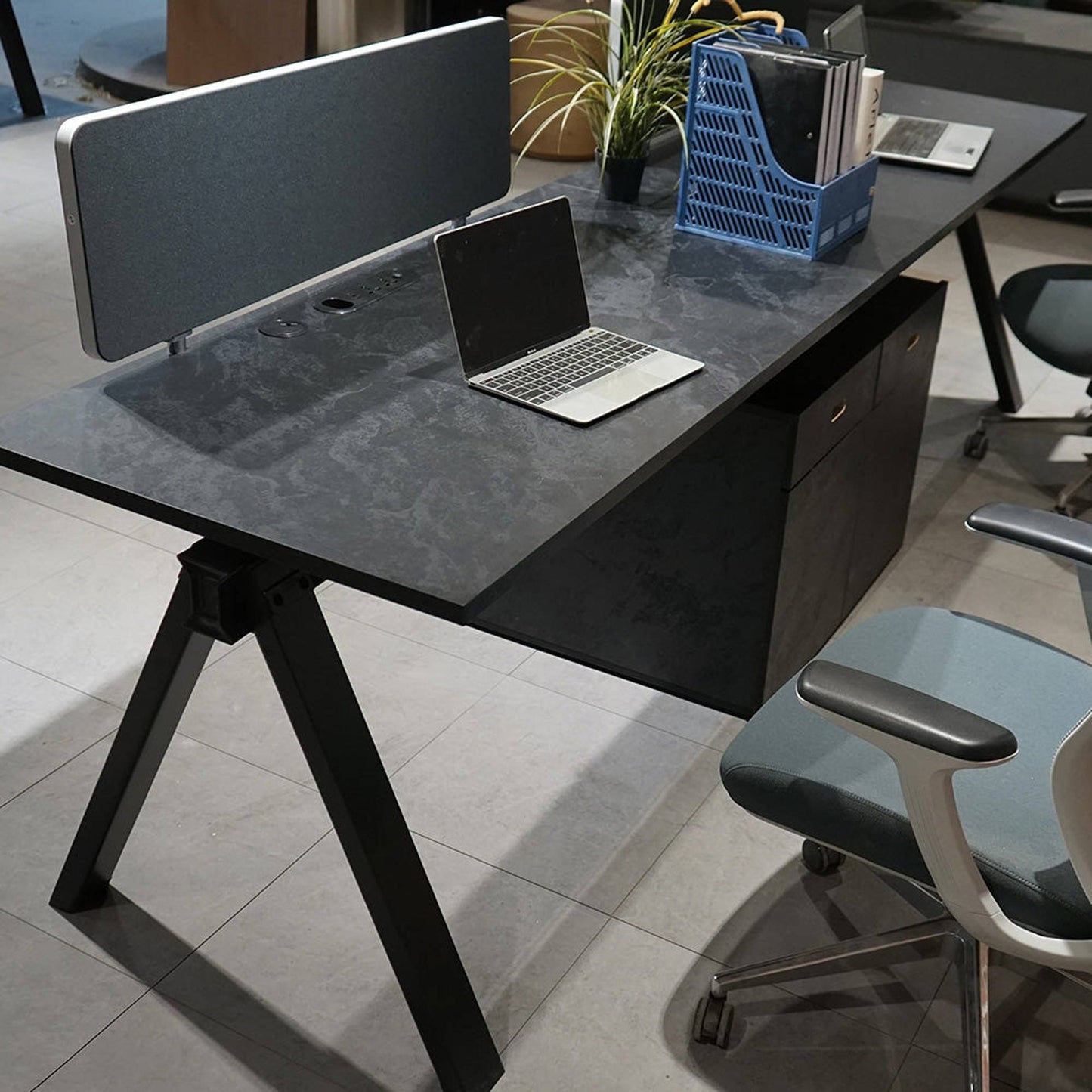 DOLAN 2 Seater Workstation 2.8m - Black Concrete